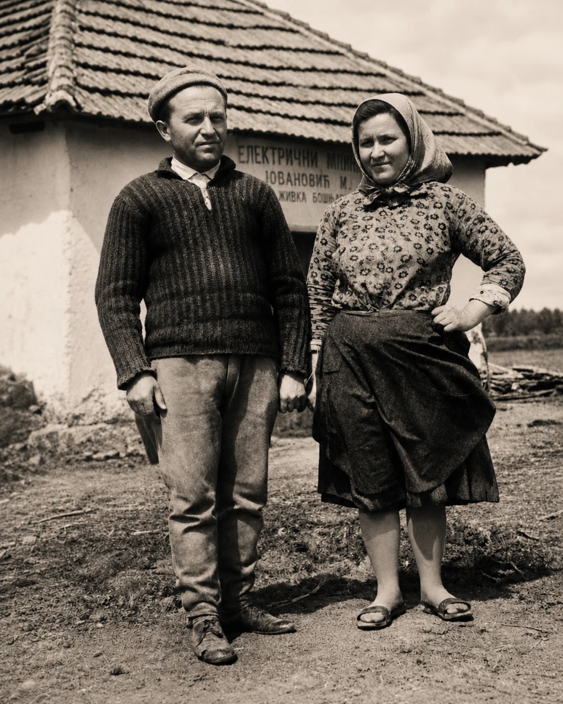 Rada i Živko – porodični portret ispred mlina